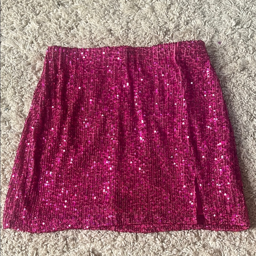 Art Class Sparkling Fuchsia Sequin Skirt